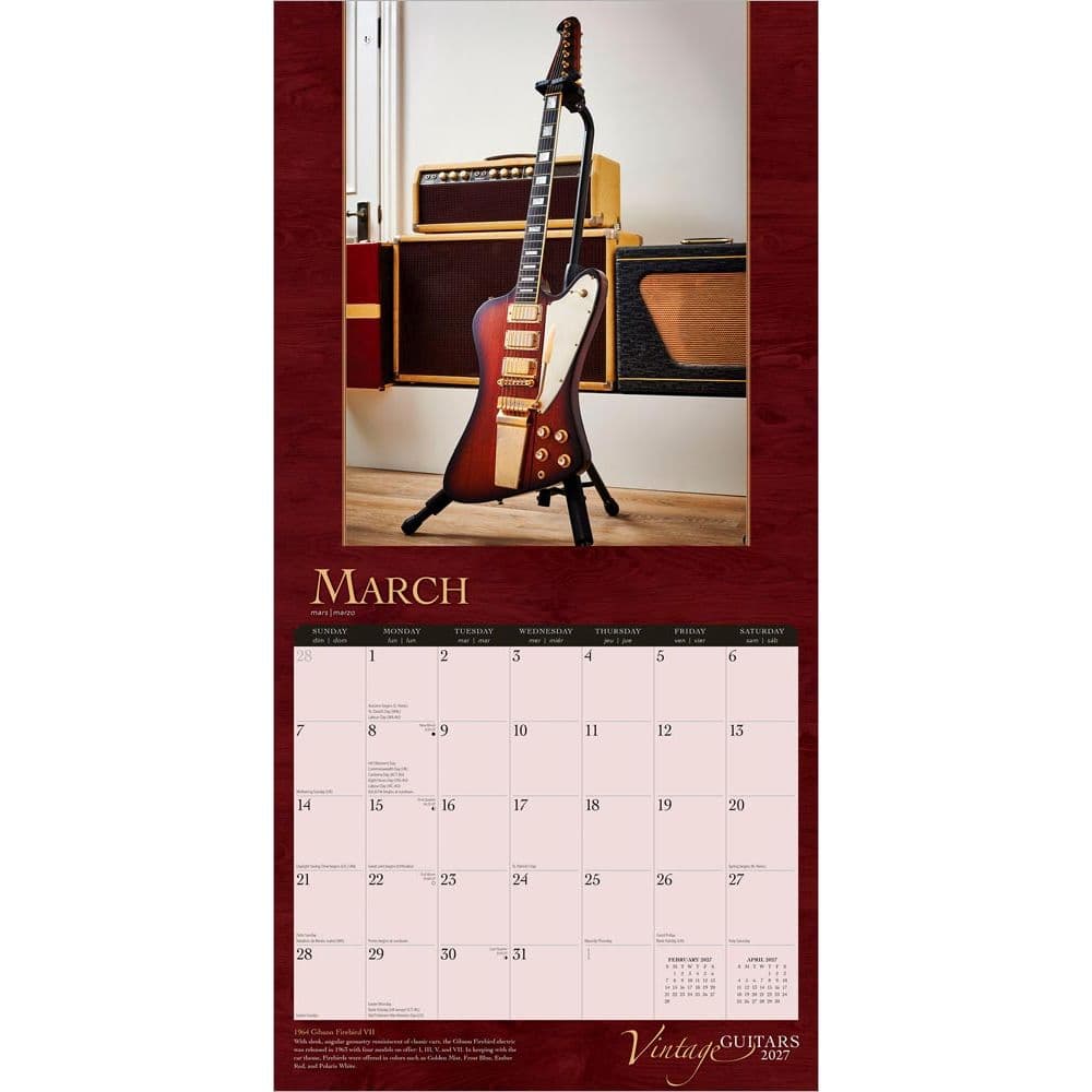 Vintage Guitars 2027 Wall Calendar - Calendars.com