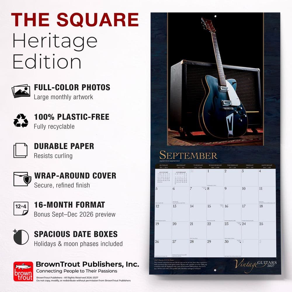 Vintage Guitars 2027 Wall Calendar - Calendars.com