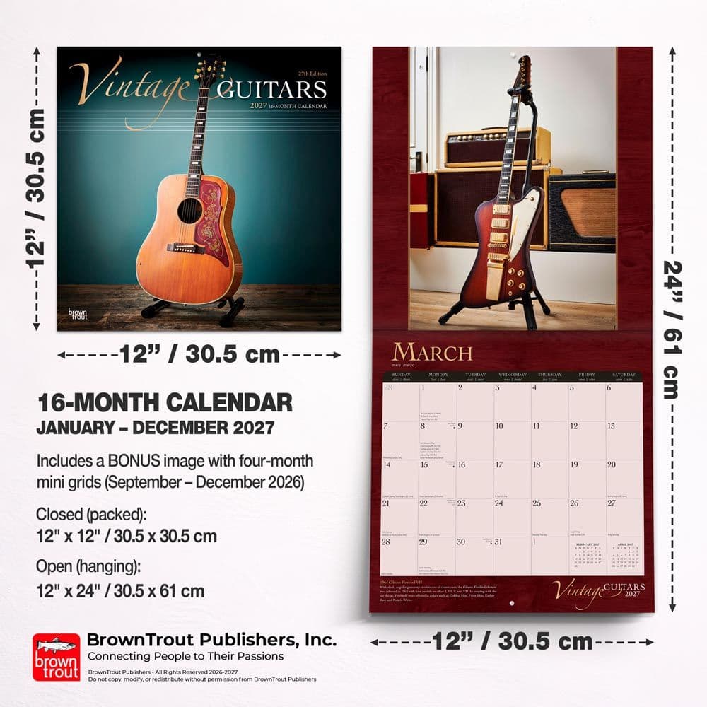 Vintage Guitars 2027 Wall Calendar - Calendars.com