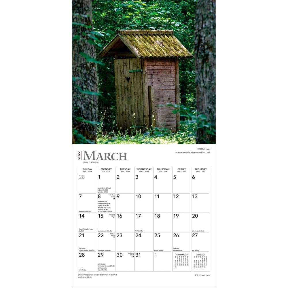Outhouses 2027 Mini Wall Calendar Second Alternate Image