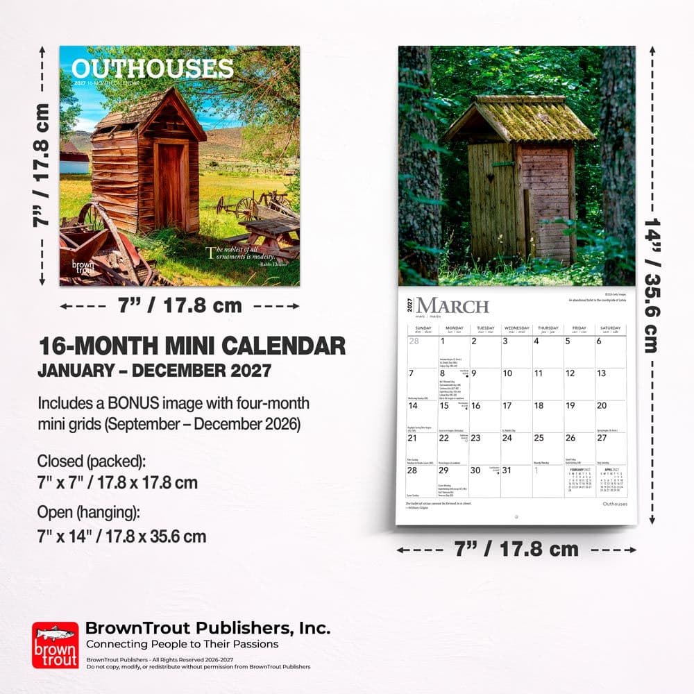 Outhouses 2027 Mini Wall Calendar Sixth Alternate Image