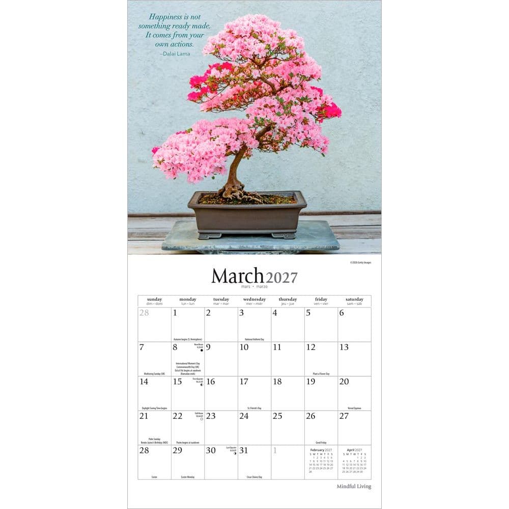 Mindful Living 2027 Mini Wall Calendar Second Alternate Image