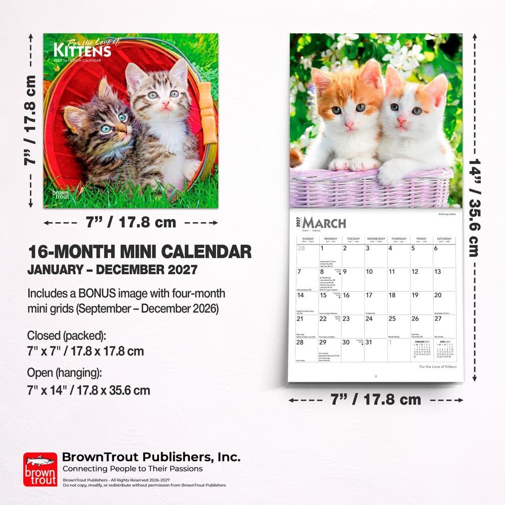 Kittens Love of 2027 Mini Wall Calendar Sixth Alternate Image