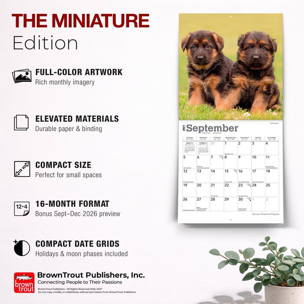 German Shepherd Puppies 2027 Mini Wall Calendar Fifth Alternate Image