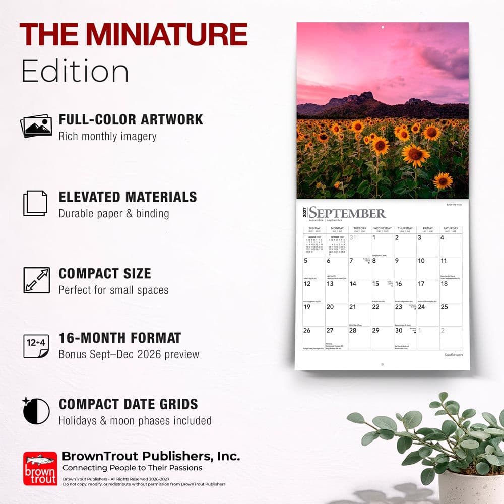 Sunflowers  2027 Mini Wall Calendar Fifth Alternate Image