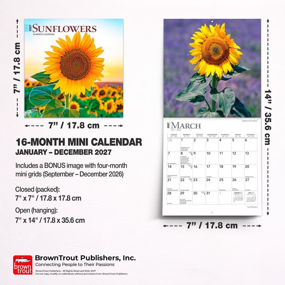 Sunflowers  2027 Mini Wall Calendar Sixth Alternate Image