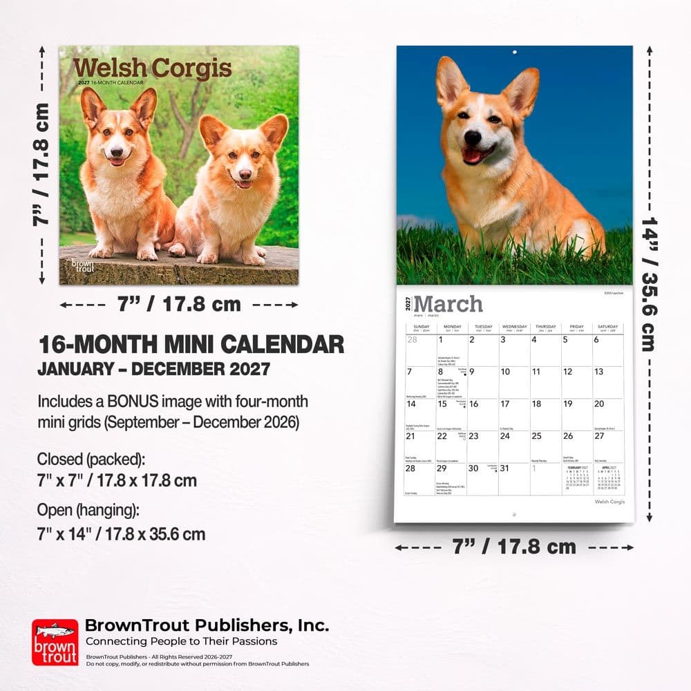 Welsh Corgi 2027 Mini Wall Calendar Sixth Alternate Image