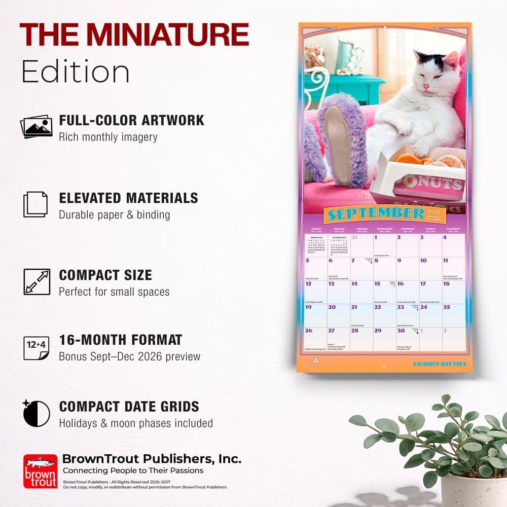 Cranky Kitties Avanti  2027 Mini Wall Calendar Fifth Alternate Image