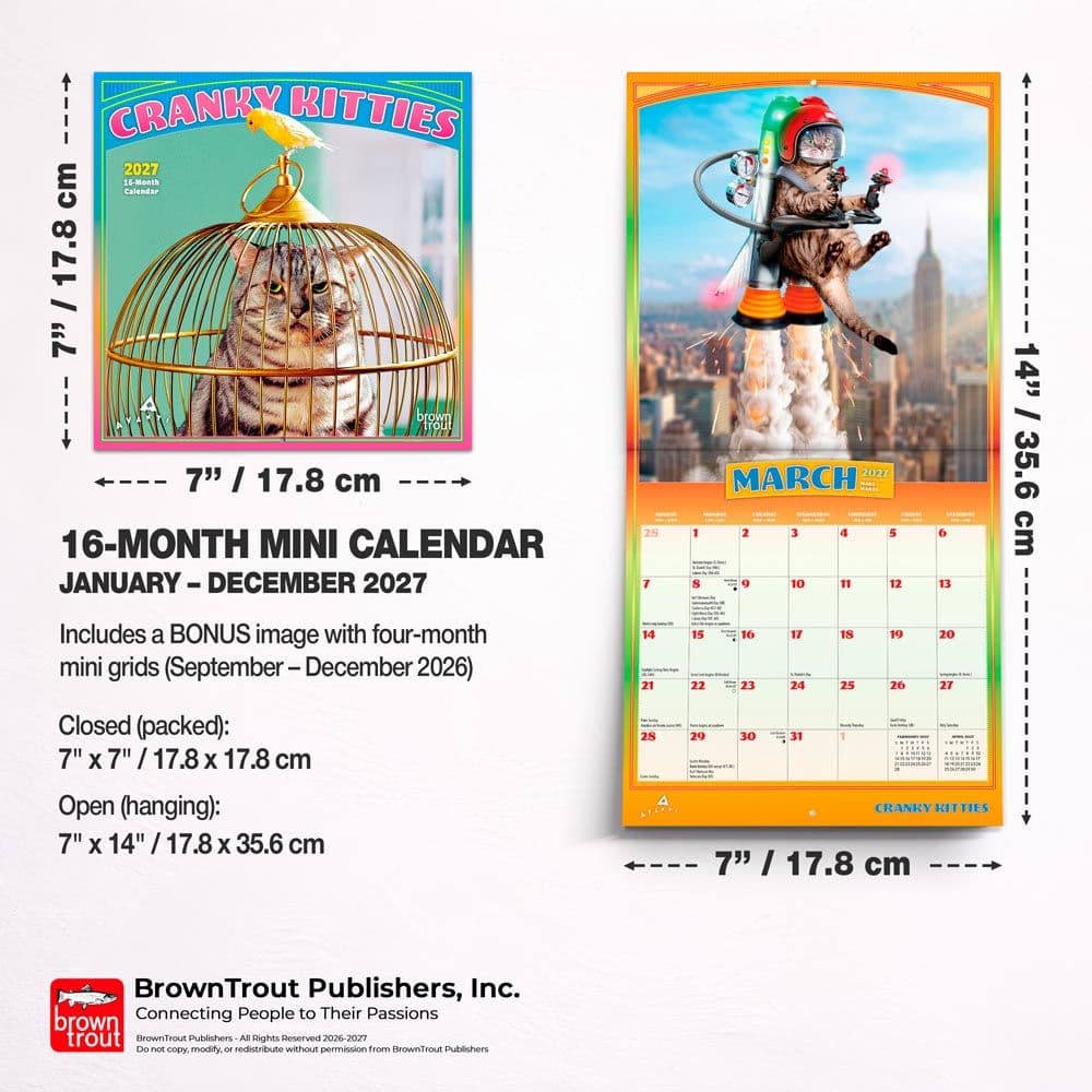 Cranky Kitties Avanti  2027 Mini Wall Calendar Sixth Alternate Image