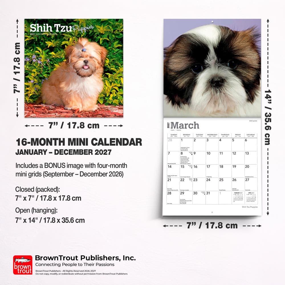 Shih Tzu Puppies 2027 Mini Wall Calendar Sixth Alternate Image