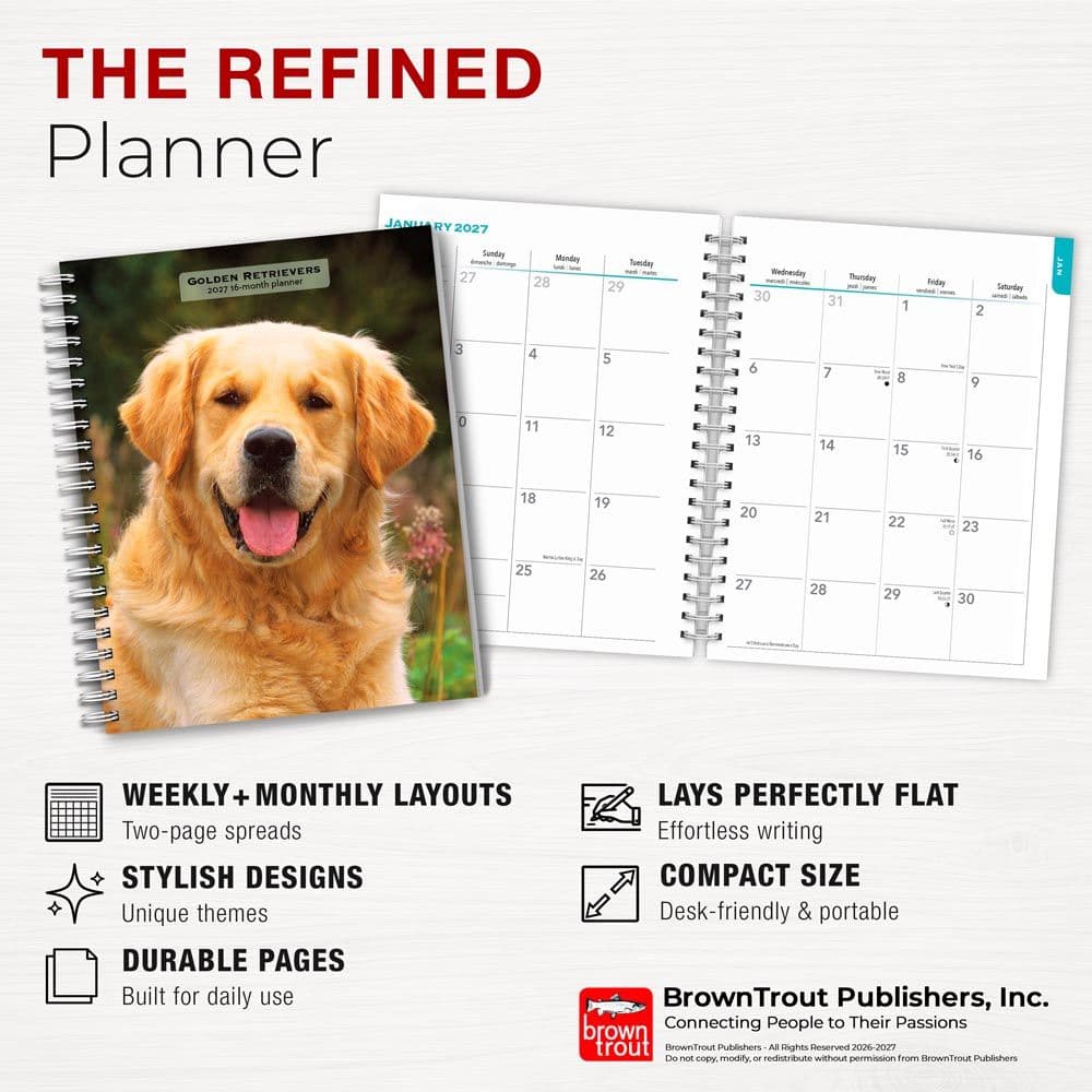 Golden Retrievers 2027 Engagement Planner Fifth Alternate Image