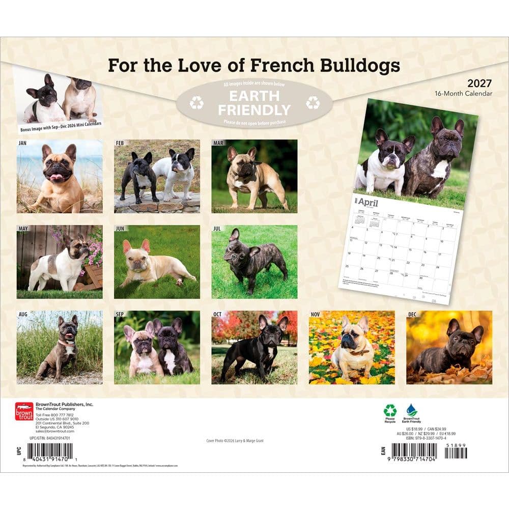 For the Love of French Bulldogs 2027 Wall Calendar First Alternate Image