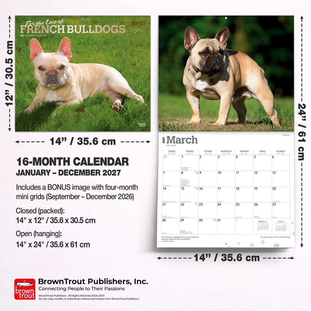 For the Love of French Bulldogs 2027 Wall Calendar Sixth Alternate Image