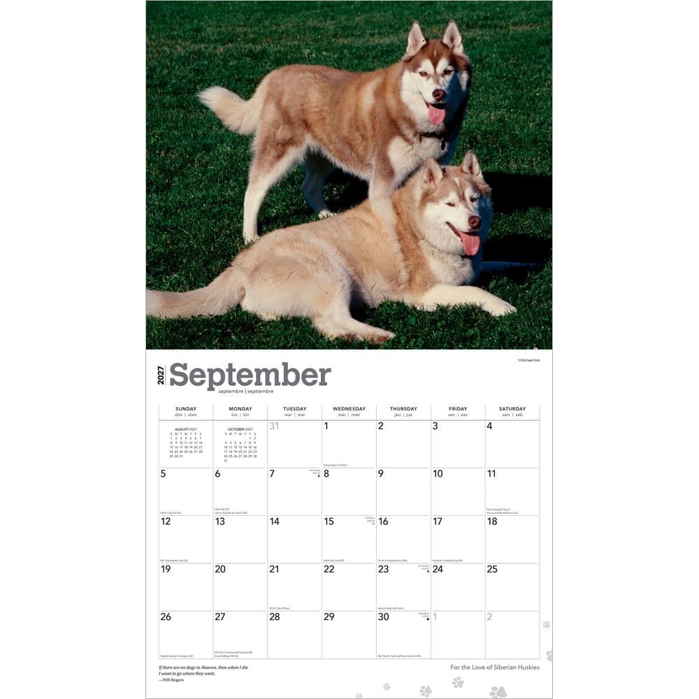 Siberian Huskies 2027 Deluxe Wall Calendar Third Alternate Image
