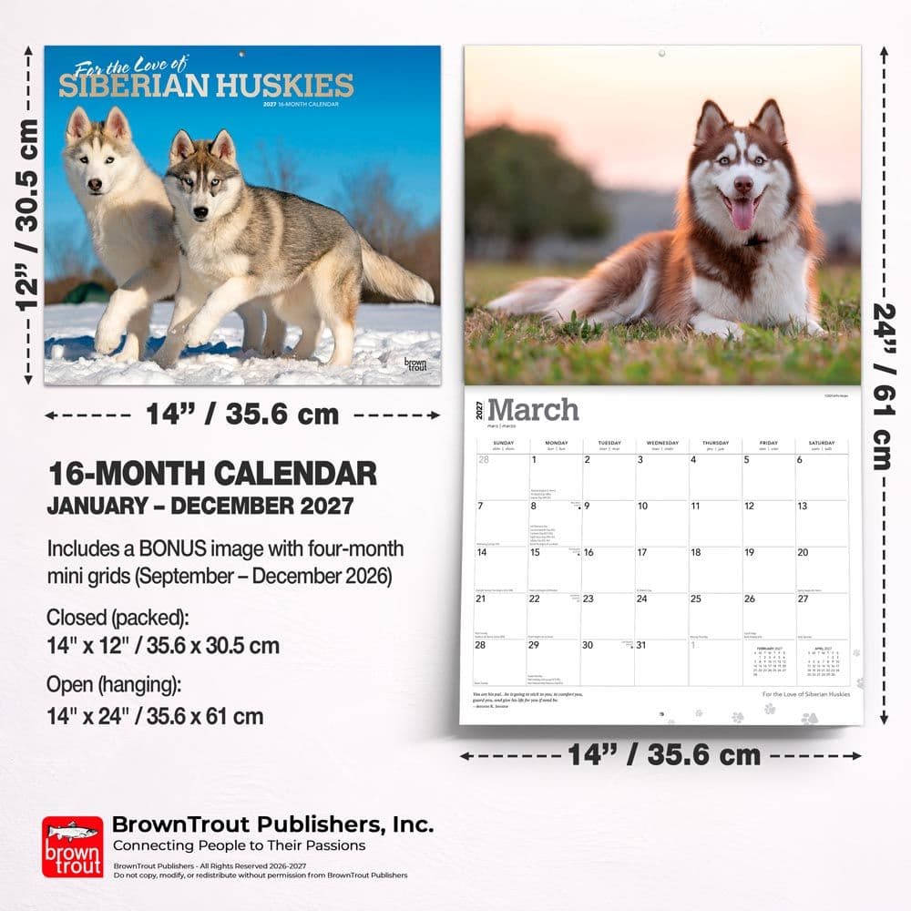 Siberian Huskies 2027 Deluxe Wall Calendar Sixth Alternate Image