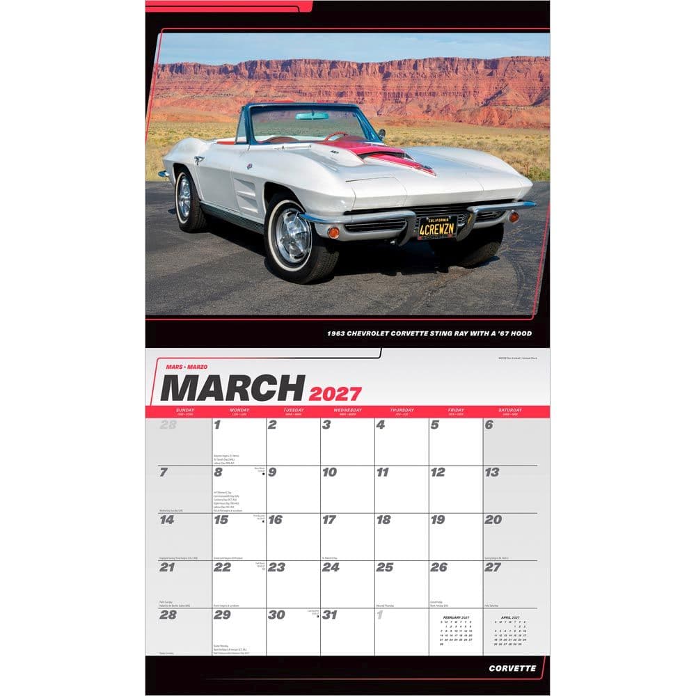 Corvette 2027 Deluxe Wall Calendar Second Alternate Image