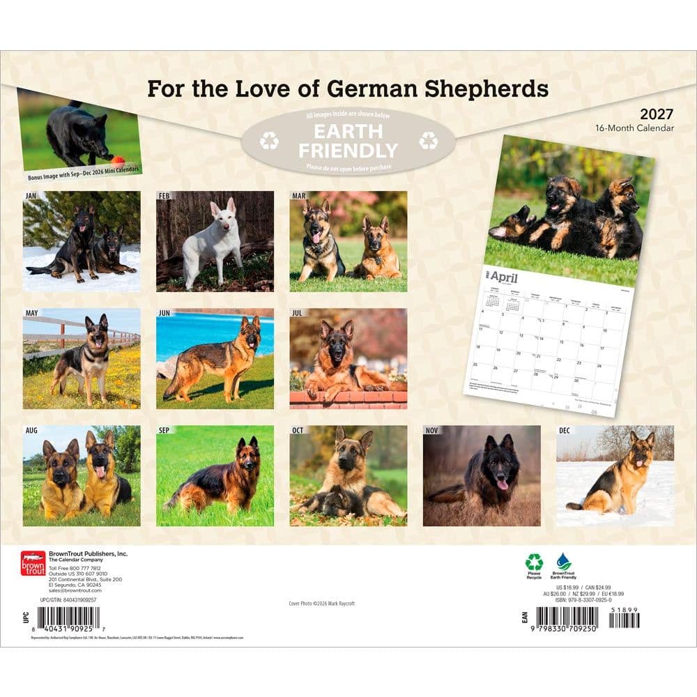 German Shepherds 2027 Deluxe Wall Calendar - Calendars.com