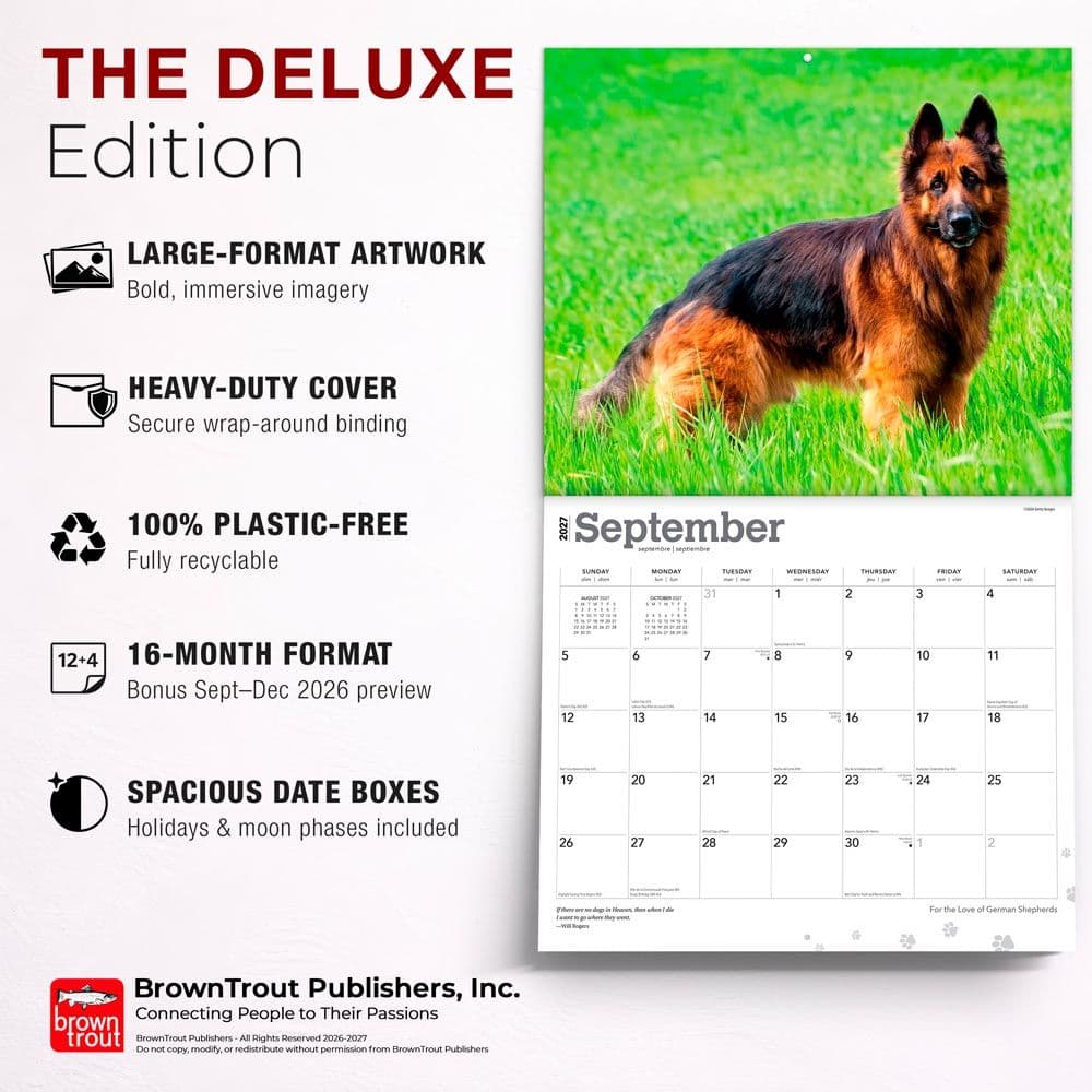 German Shepherds 2027 Deluxe Wall Calendar - Calendars.com