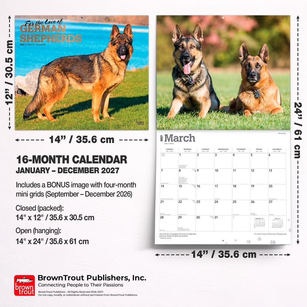 German Shepherds 2027 Deluxe Wall Calendar - Calendars.com