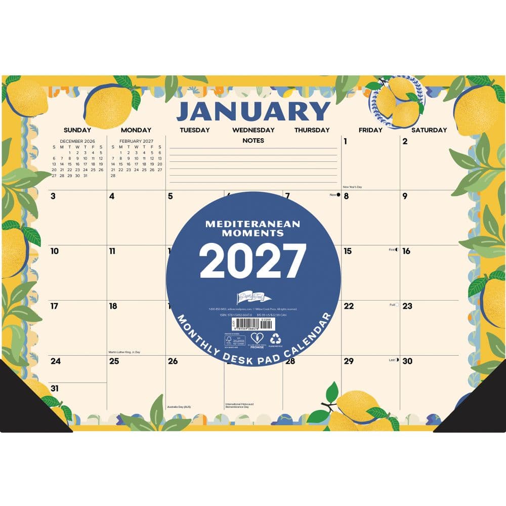 Mediterranean Moments Small 2027 Monthly Desk Pad Second Alternate Image