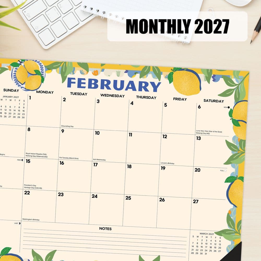Mediterranean Moments Large 2027 Monthly Desk Pad Third Alternate Image