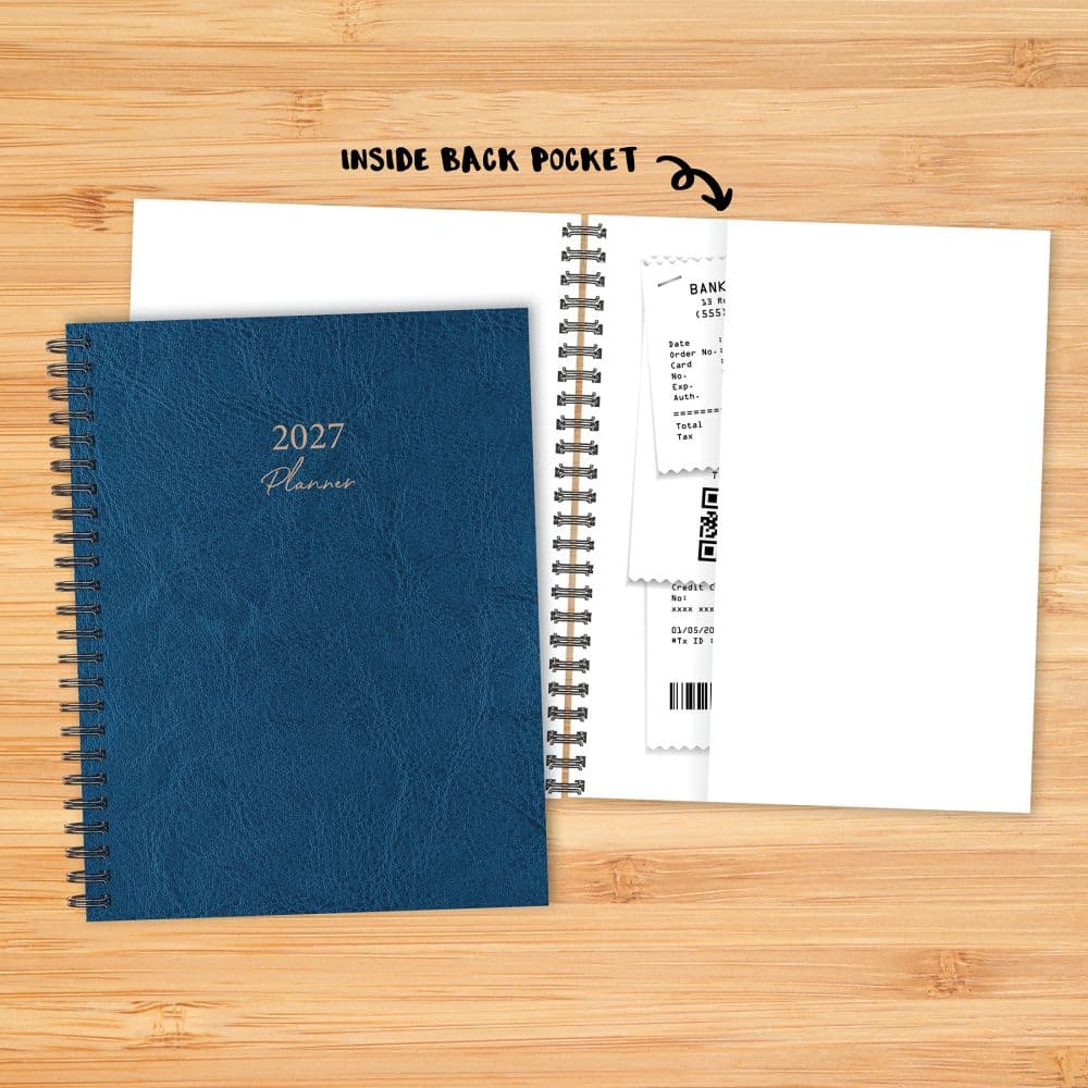 Blue Leathered 2027 Monthly Planner Fourth Alternate Image