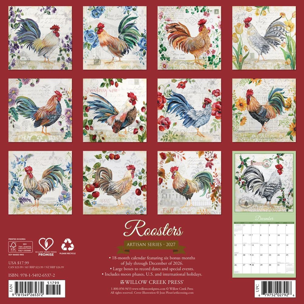Roosters 2027 Wall Calendar First Alternate Image