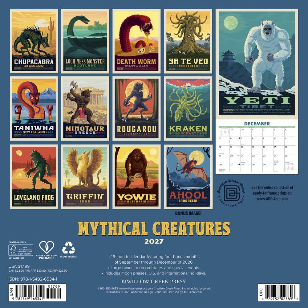 Mythical Creatures 2027 Wall Calendar First Alternate Image