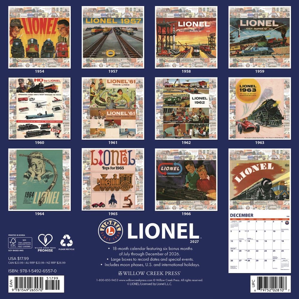 Lionel 2027 Wall Calendar First Alternate Image