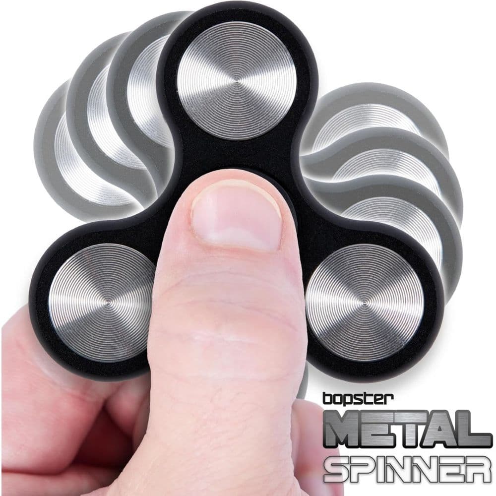 bopster TriSpinner Metallic Black &amp; Silver Fidget Spinner Third Alternate Image
