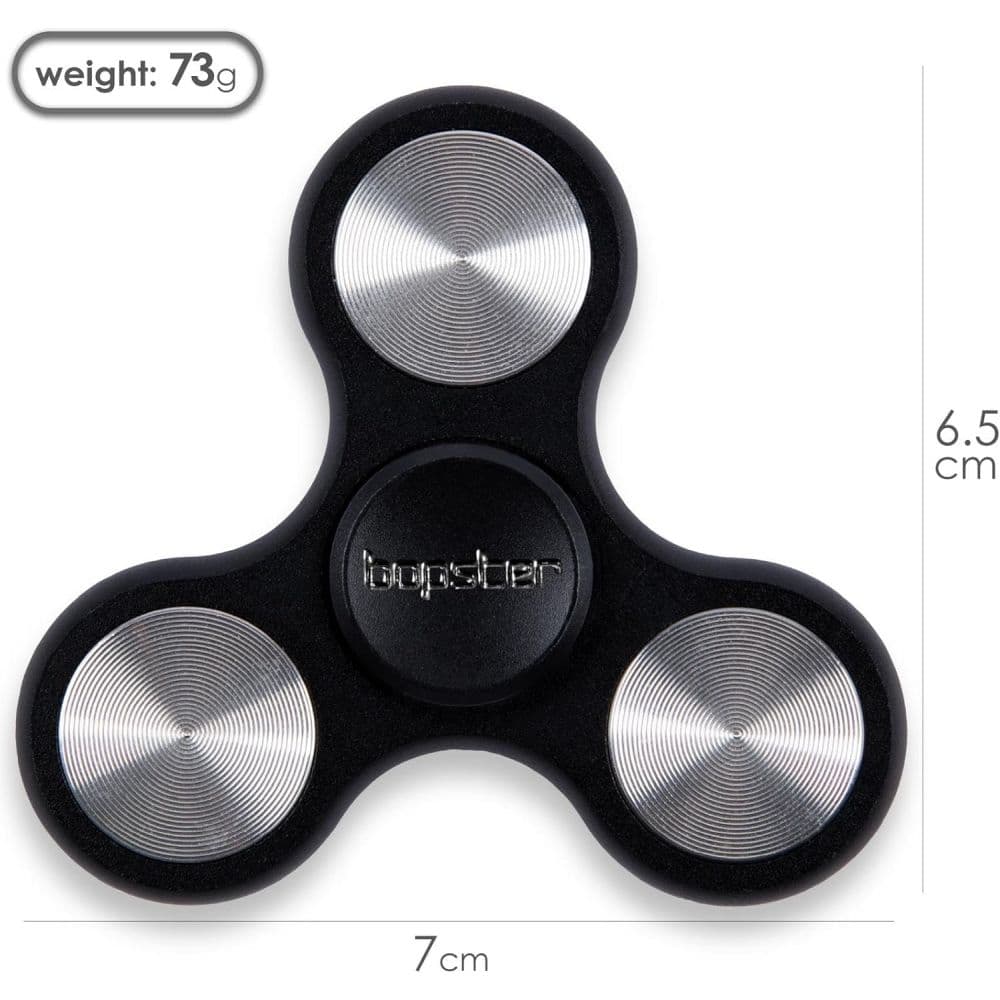 bopster TriSpinner Metallic Black &amp; Silver Fidget Spinner Fourth Alternate Image