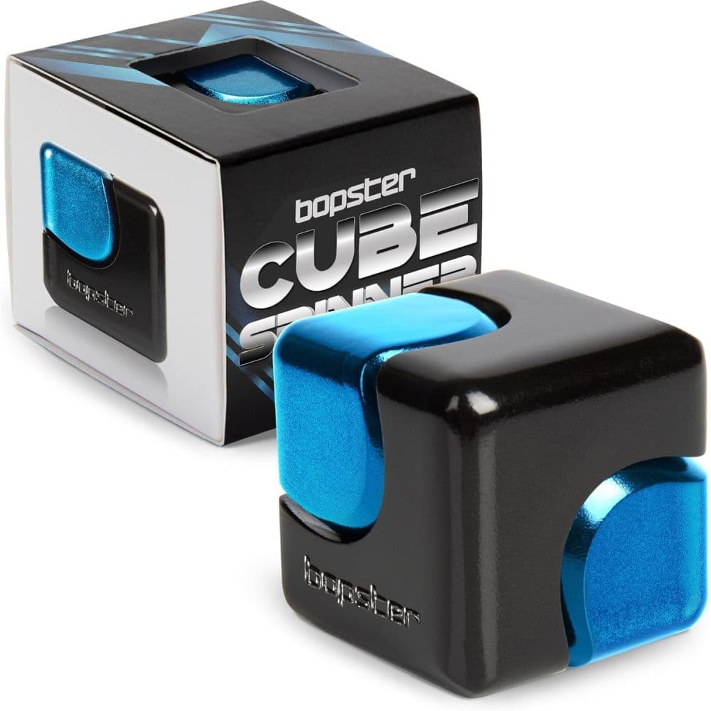 image bopster Cube Spinner Metallic Black &amp; Blue Fidget Spinner Main Product Image