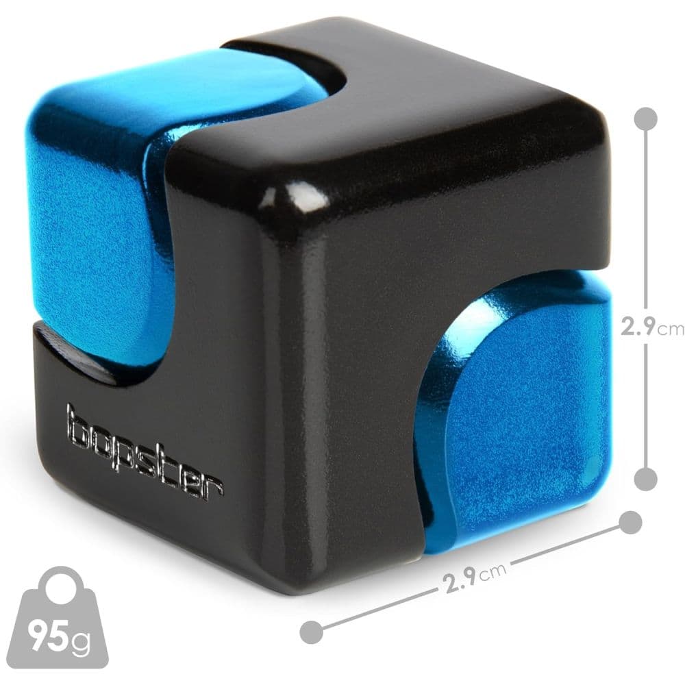 bopster Cube Spinner Metallic Black &amp; Blue Fidget Spinner Fourth Alternate Image