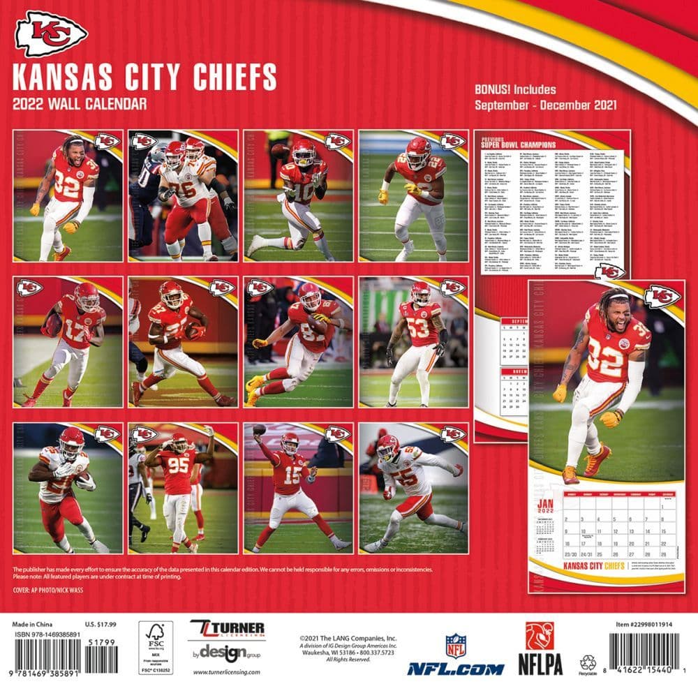 Kansas City Chiefs 2022 Schedule Kansas City Chiefs 2022 Wall Calendar - Calendars.com
