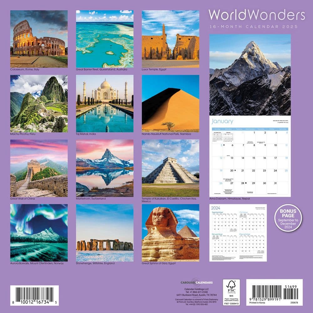 World Wonders 2025 Wall Calendar First Alternate Image width=&quot;1000&quot; height=&quot;1000&quot;