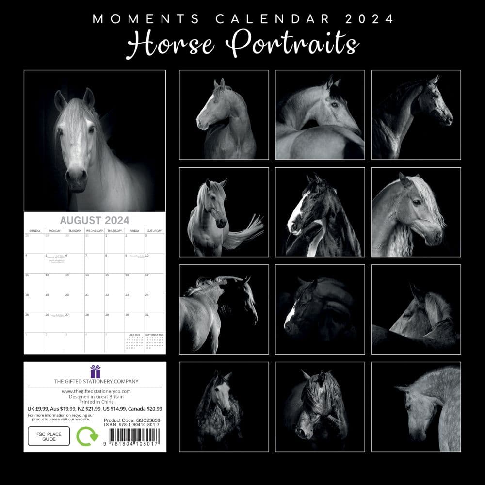 Horse Portraits 2024 Wall Calendar Back Cover