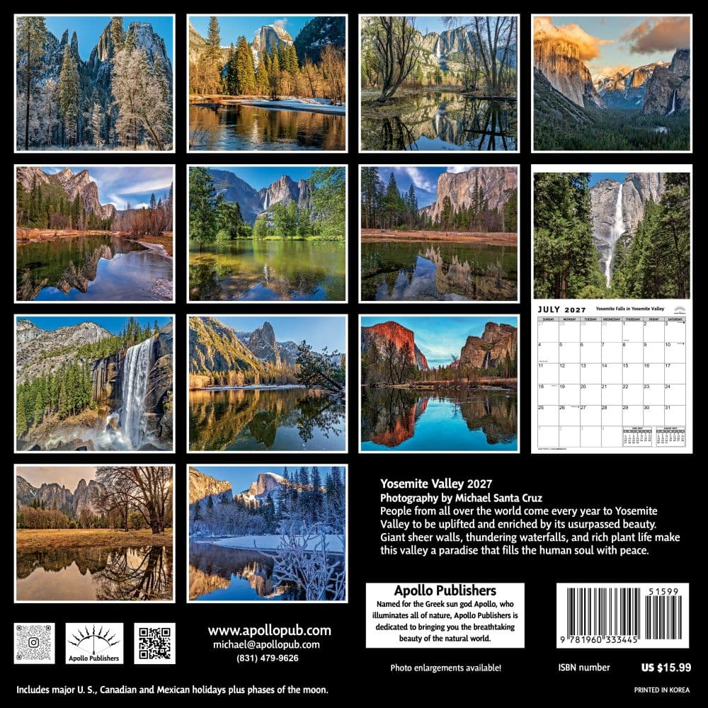 Yosemite Valley 2027 Wall Calendar First Alternate Image