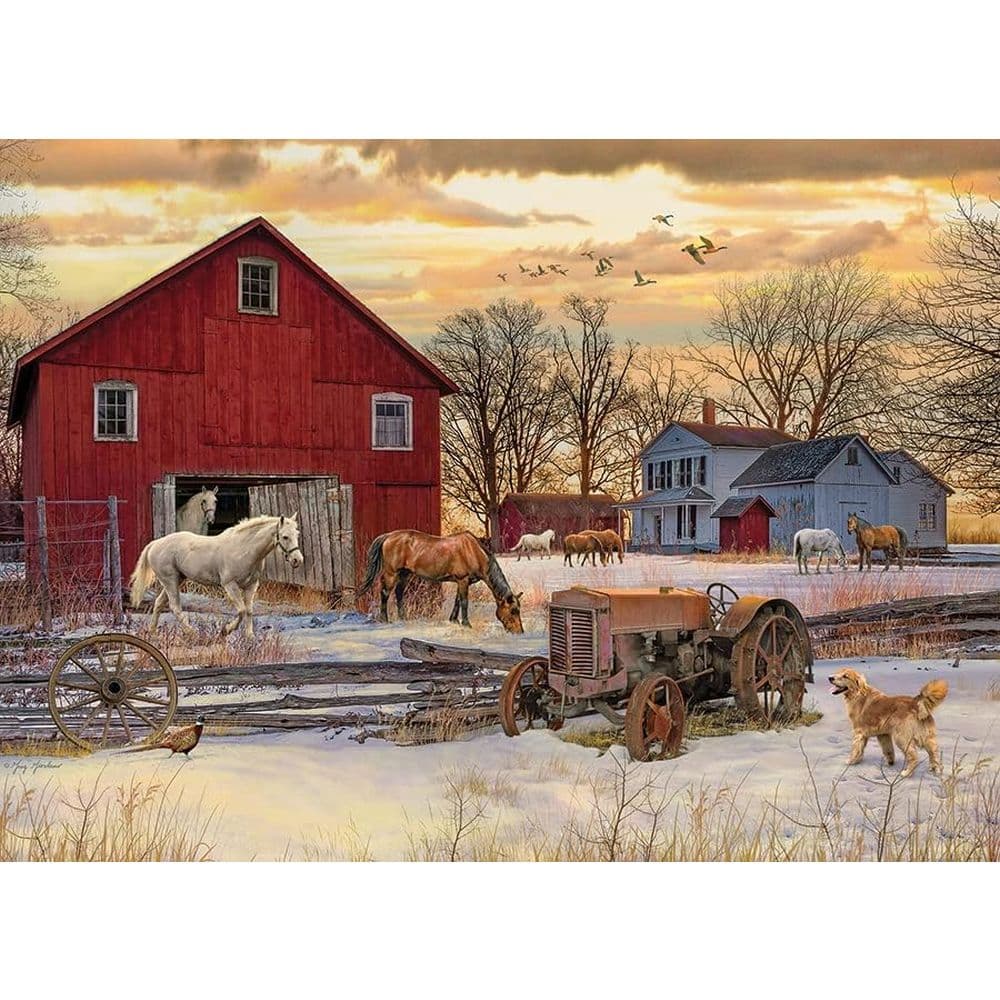 Winter on the Farm 1000 Piece Puzzle image only