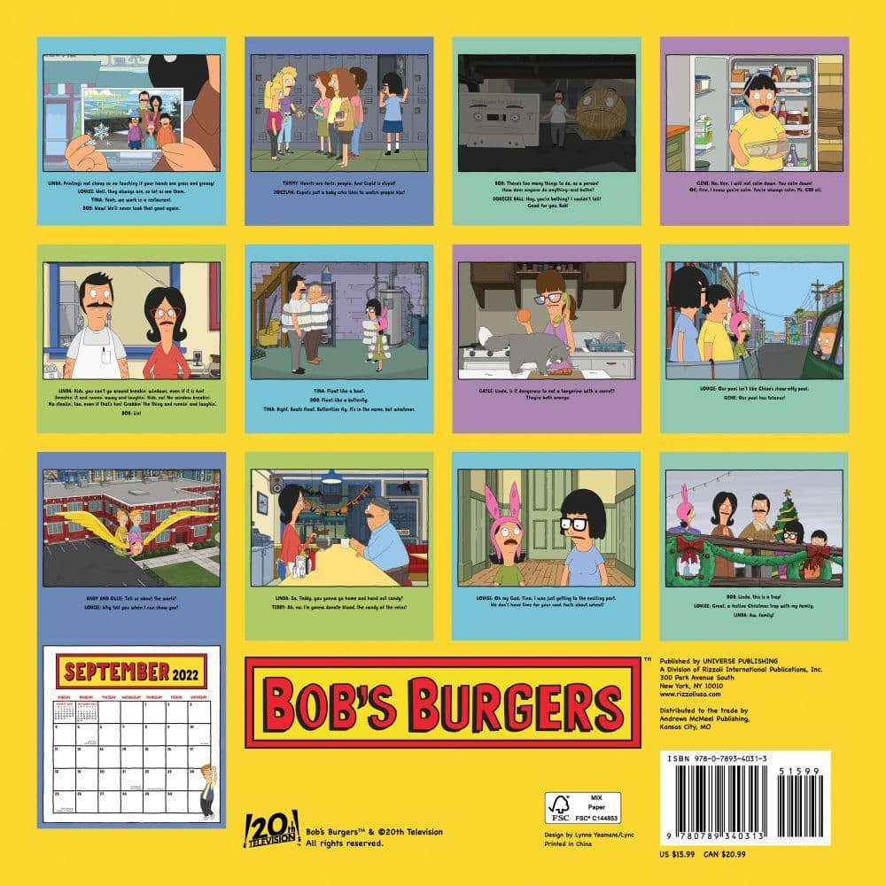 Bob's Burgers Calendar 2025 Uk 