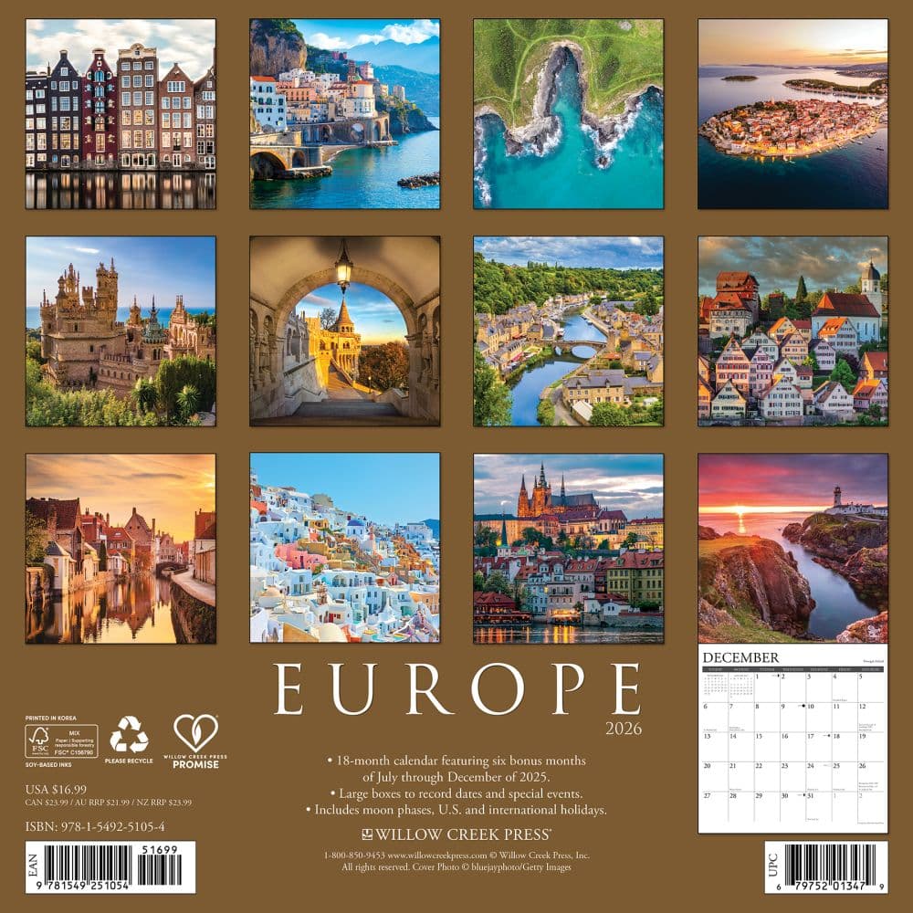 Europe 2026 Wall Calendar First Alternate Image