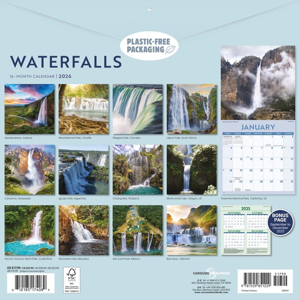 Waterfalls Special Value 2026 Wall Calendar First Alternate Image