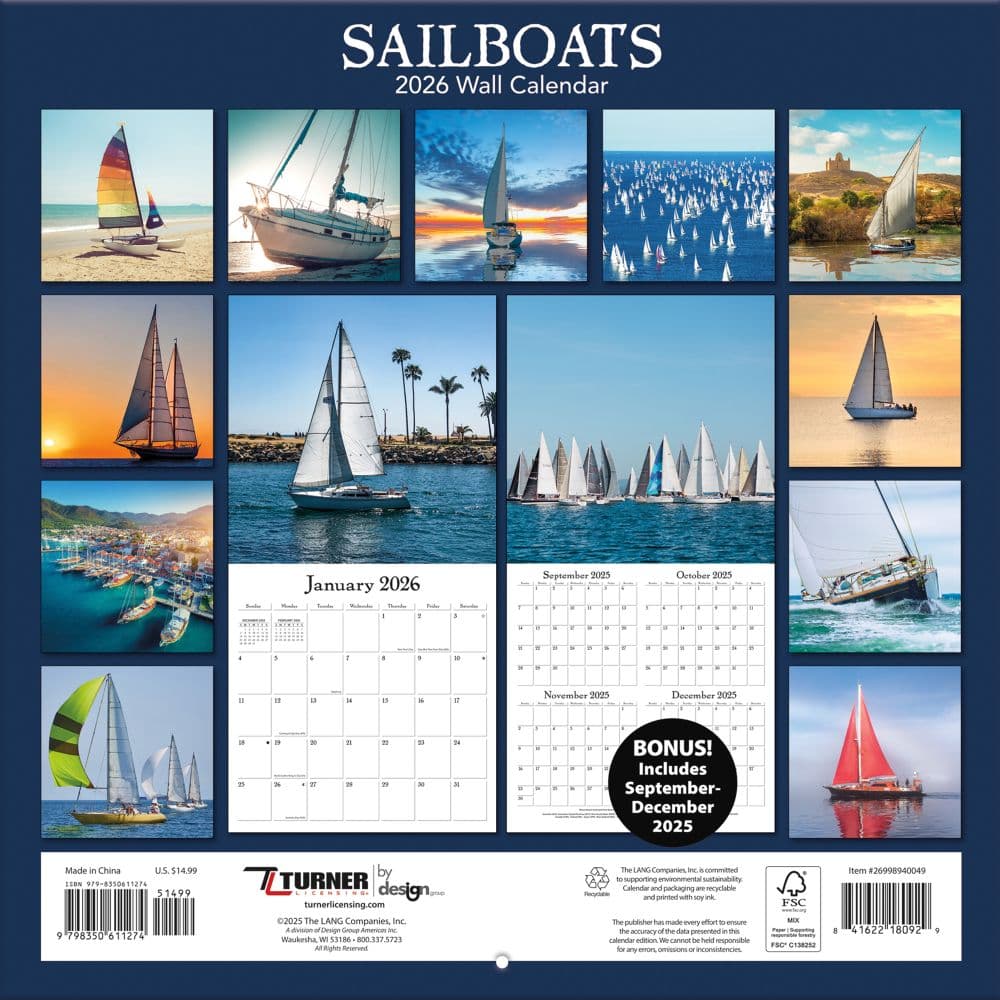 Sailboats 2026 Wall Calendar_ALT1