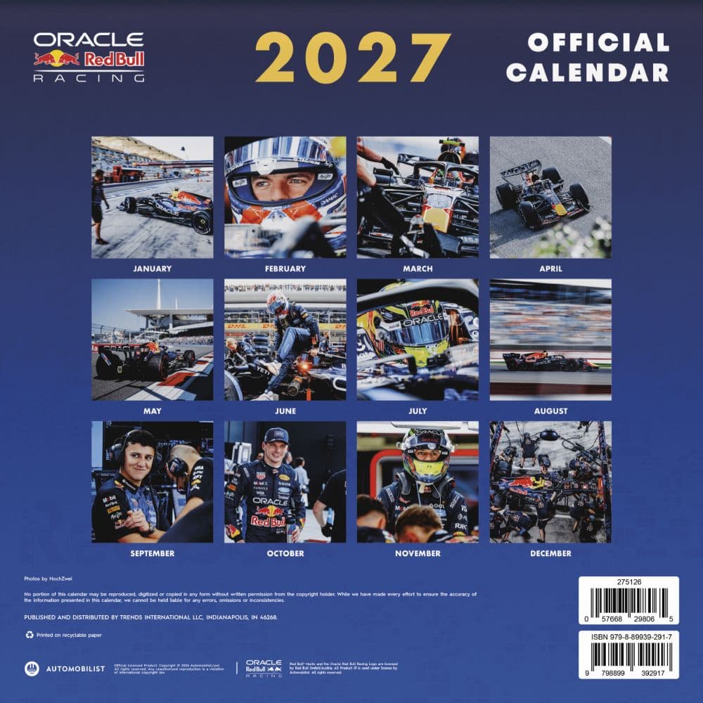 Oracle Red Bull Racing 2027 Wall Calendar First Alternate Image