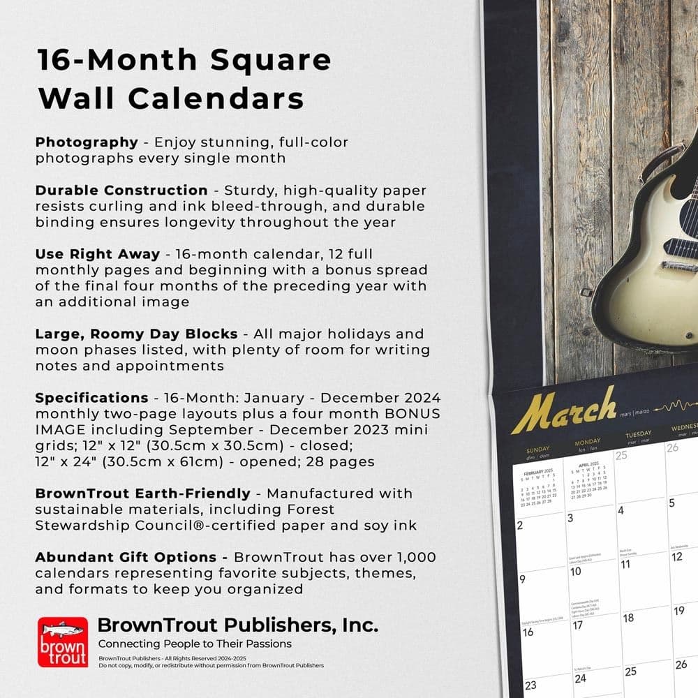 Electric Guitars FOIL 2025 Wall Calendar Fifth Alternate Image