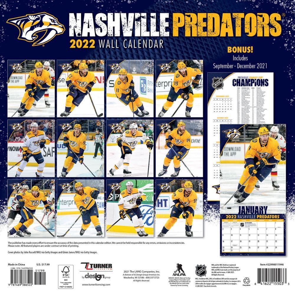 Nashville Predators 2022 Wall Calendar - Calendars.com