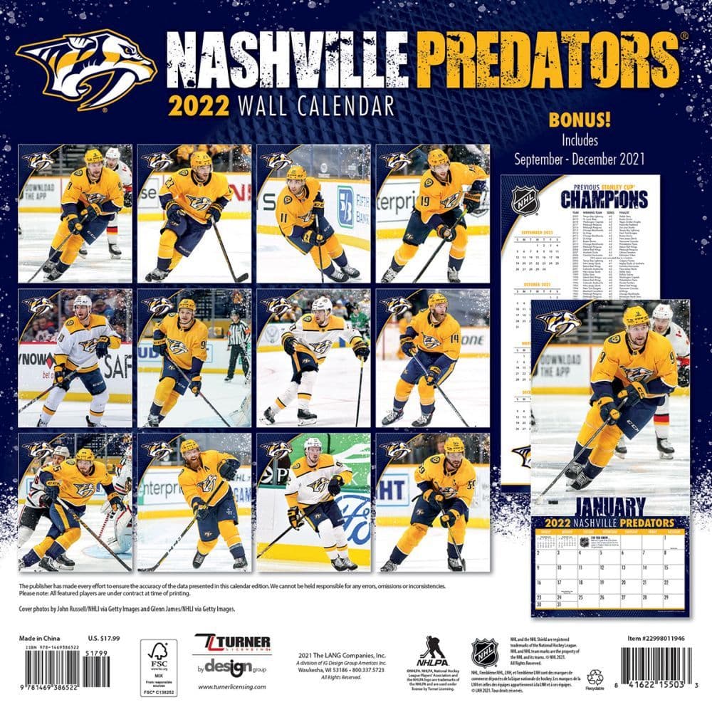 Nashville Calendar 2022 Nashville Predators 2022 Wall Calendar - Calendars.com