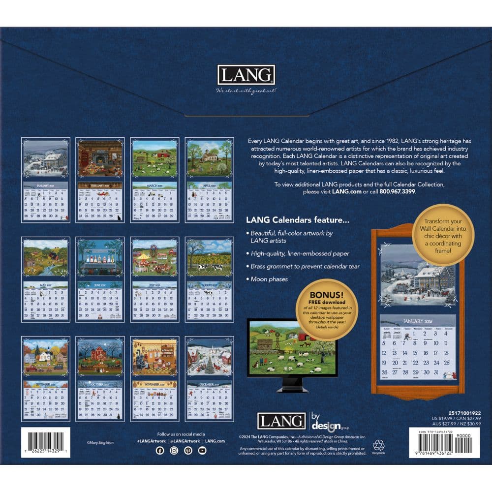 Lang Calendars Jumbo Wall Calendar 2025 LANG Simple Life - Deluxe Wall Calendar  Mom Calendar Toronto Maple Leafs Merchandise