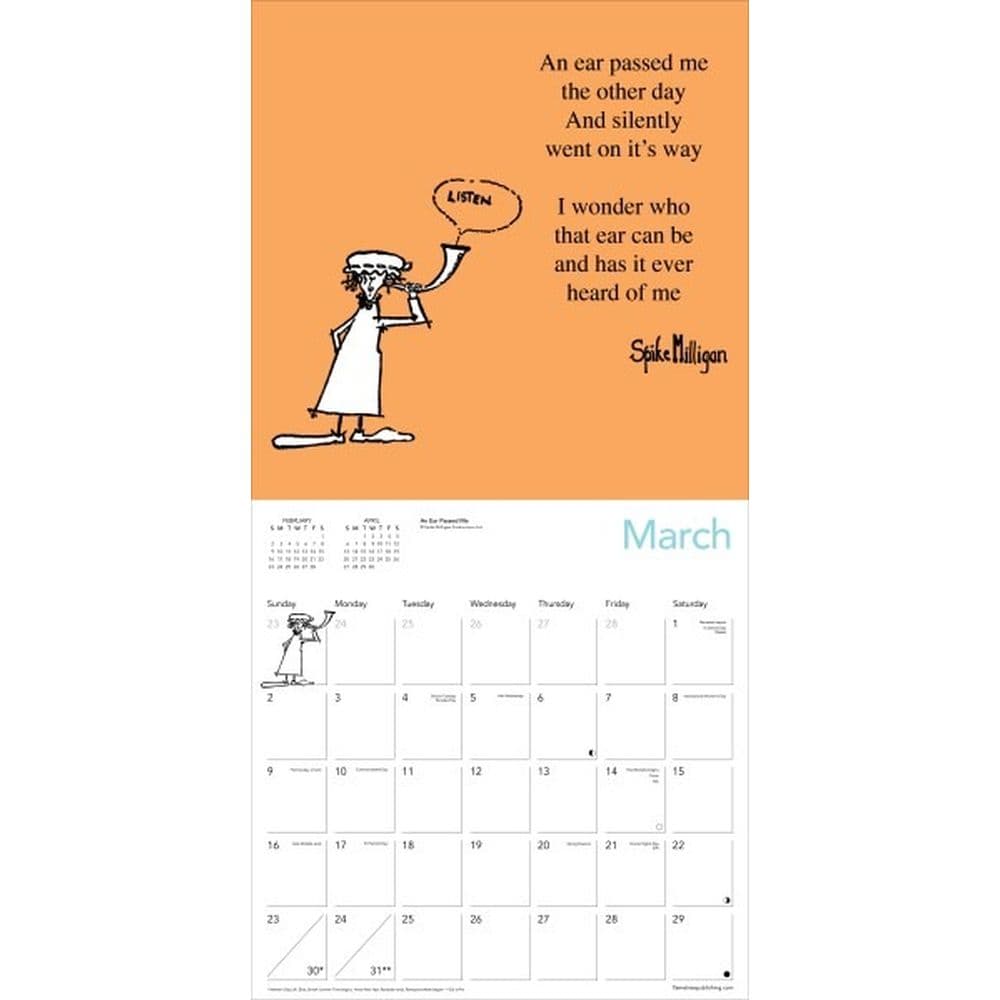 Spike Milligan 2025 Wall Calendar Second Alternate Image