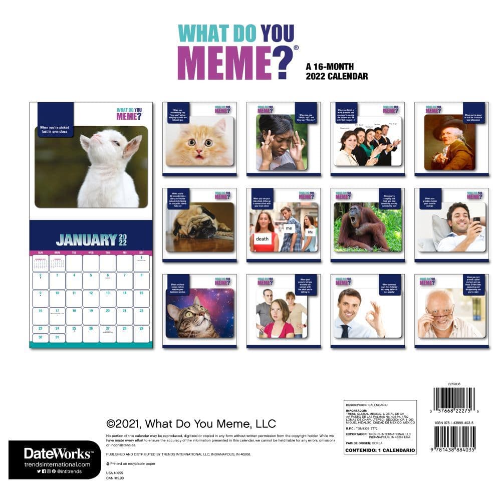 2022 Meme Calendar Customize and Print