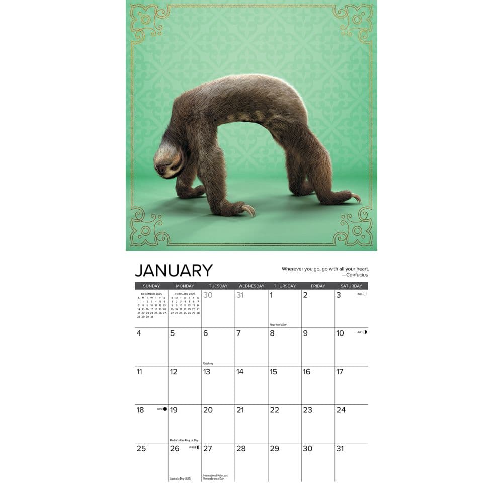 Sloth Yoga 2026 Mini Wall Calendar Second Alternate Image